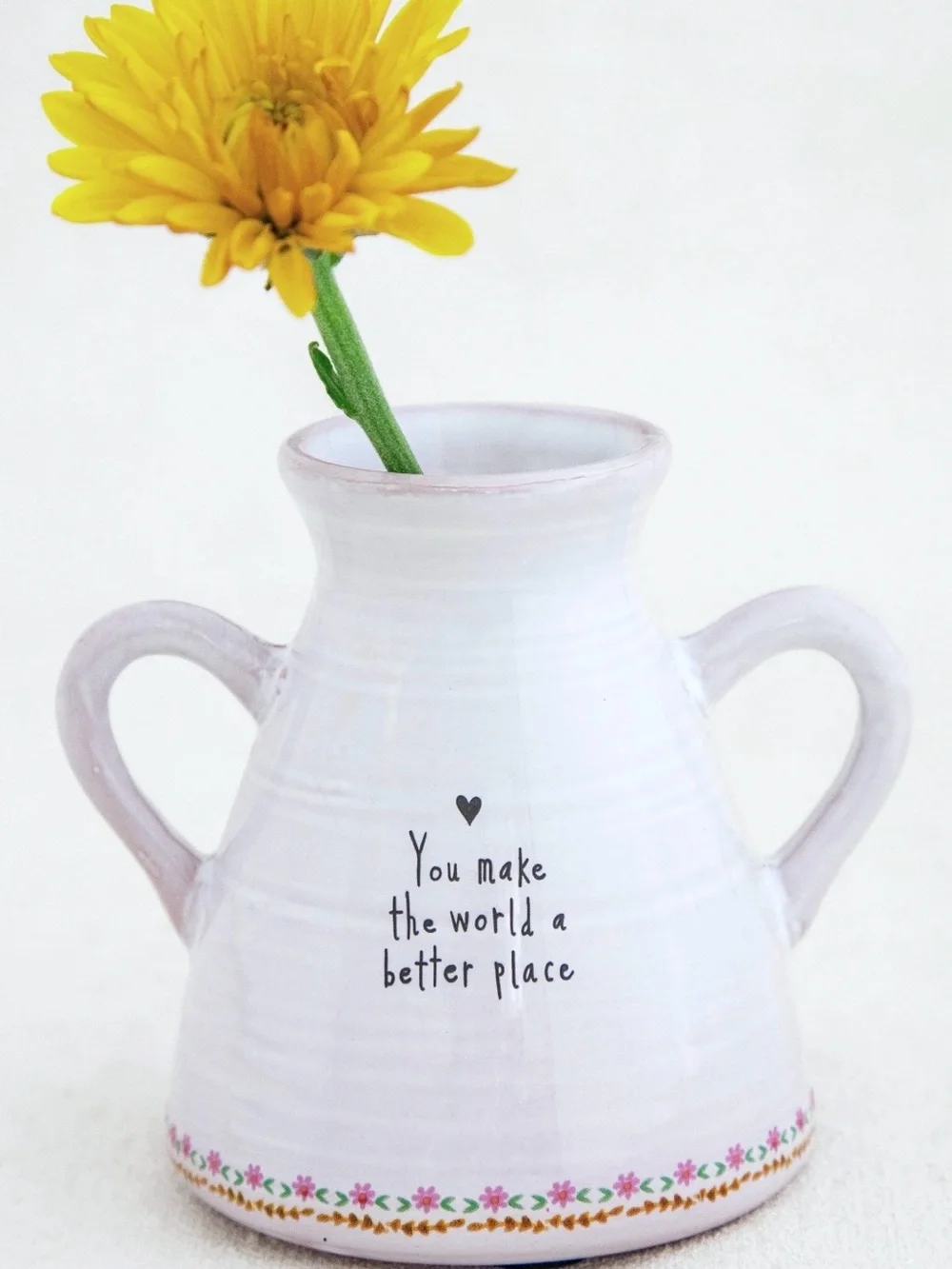 Natural Life Artisan Bud Vase You Make the World a Better Place Double Handle